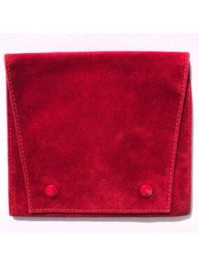 Cartier Jewelry Pouch Red Velvet Travel Snap Closure 5 in by 4.5 in Pouch Only